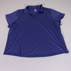 Tek Gear Sport Gear Women's Plus 3X Blue Short Sleeve V-Neck Golf Polo Shirt
